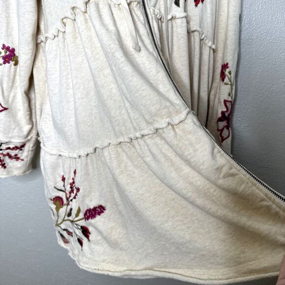 Johnny Was Flore Tiered Zip Front Hoodie Boho Chic Women’s Size M Sweatshirt - Picture 5 of 14